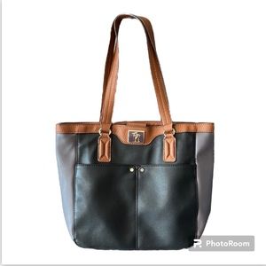 Tig II Tignanello Womens Shoulder Bag Black Gray Brown Gold Hardware Neutral